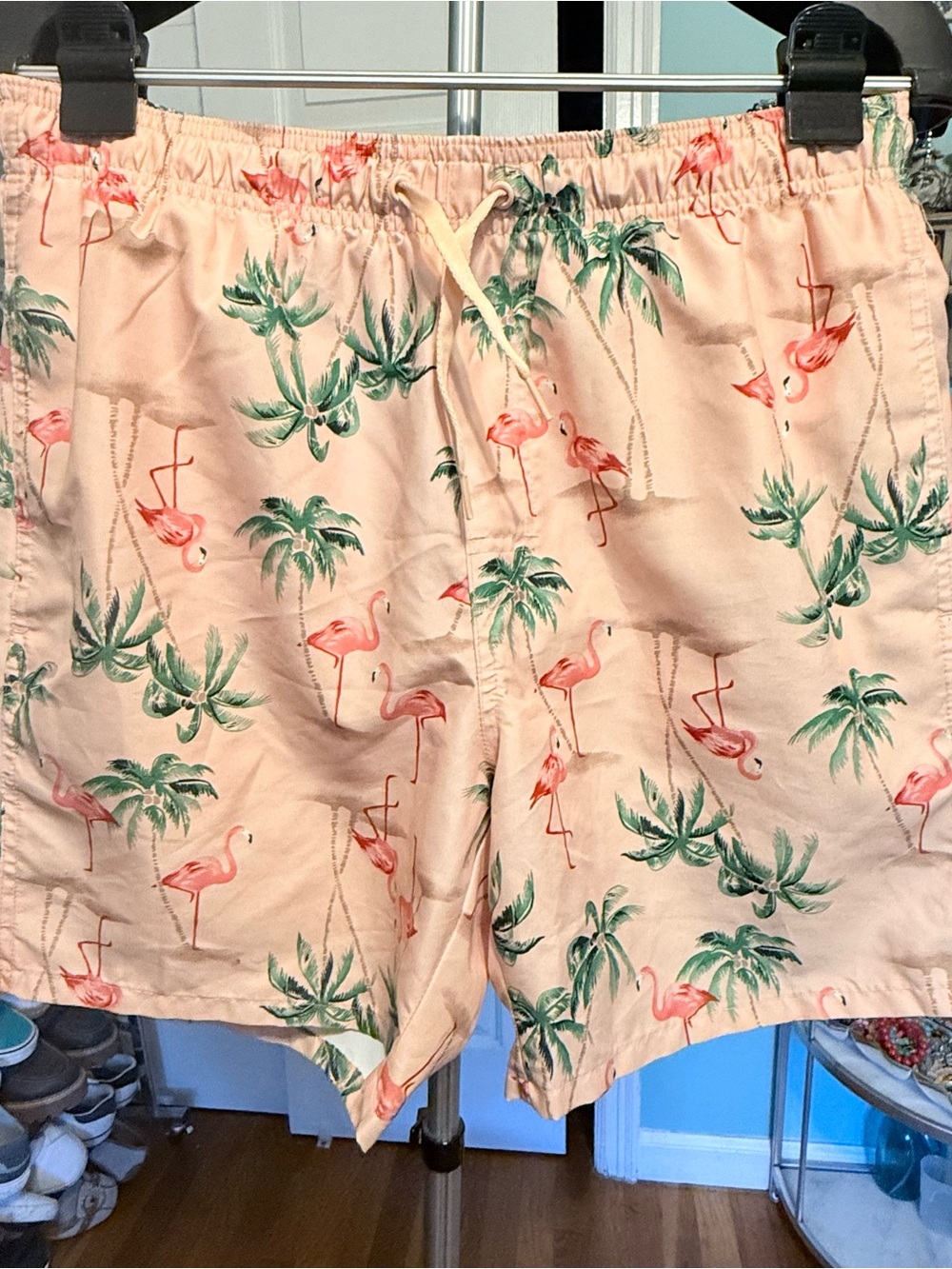 Old Navy Light Pink Flamingo & Palm Print Athletic/swim Shorts